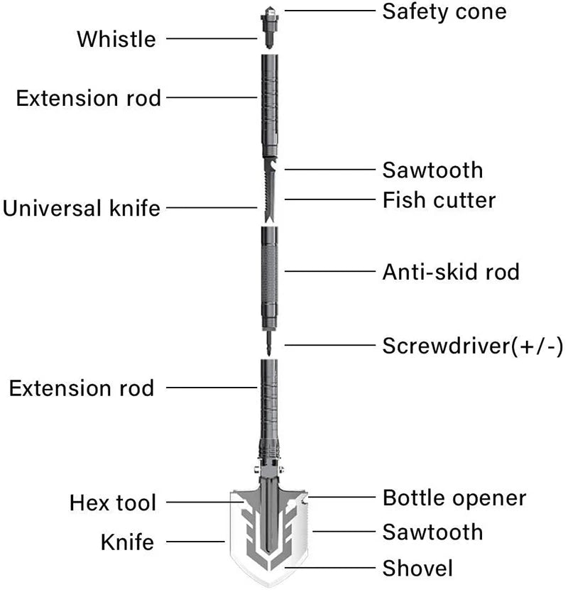 Outdoor Multi-purpose Shovel Garden Tools Folding Military Shovel Camping Defense Security Tools - Get Outdoors Now