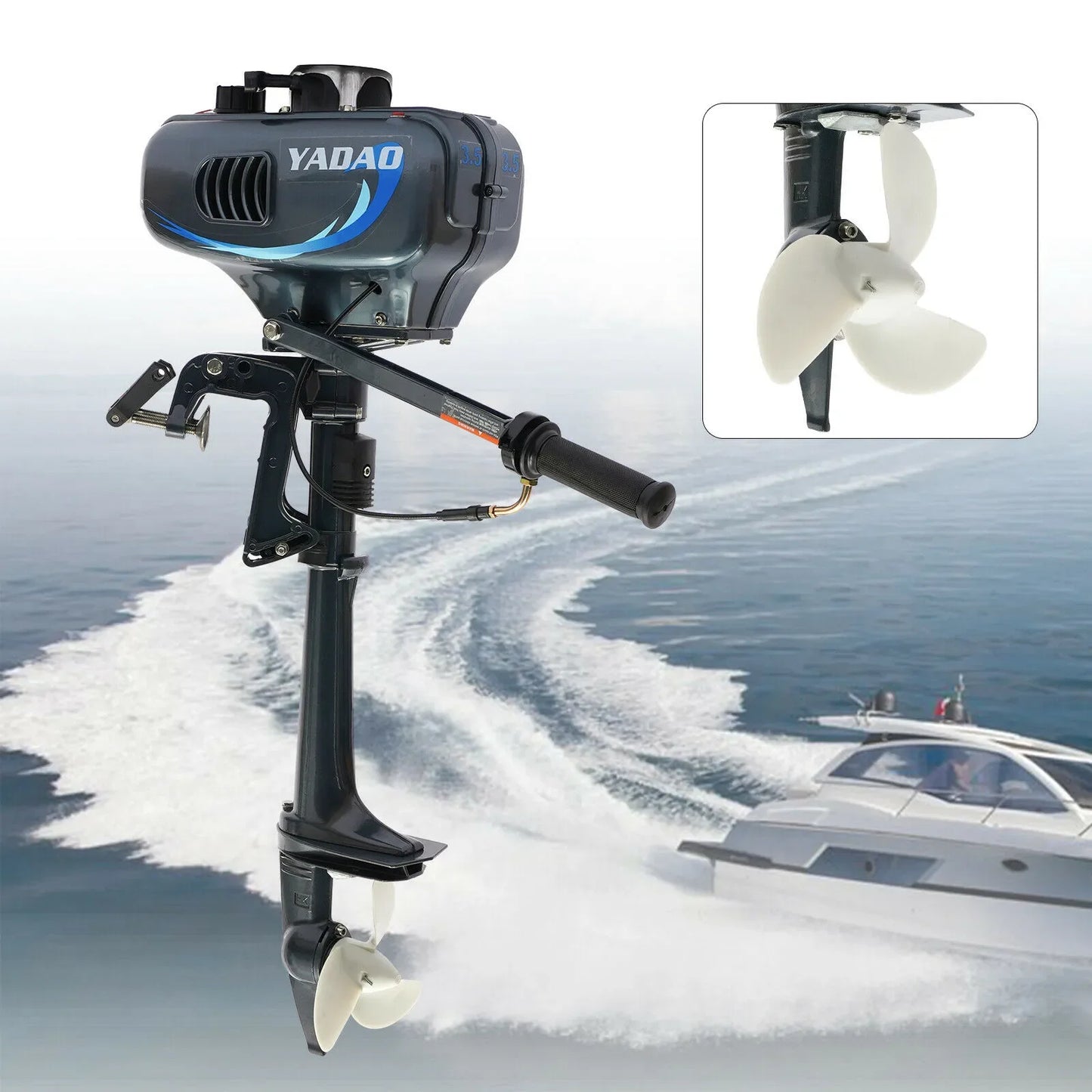 3.5HP 2 Stroke Outboard Engine Motor Heavy Duty Fishing Boat Motor Kayak Motor with Water Cooling System For Inflatable Fishing