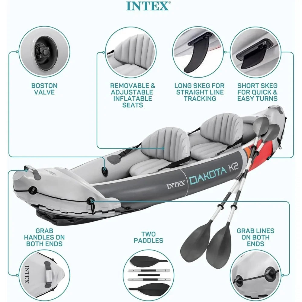 Inflatable Kayak and Accessory Kit with 86Inch Oars,Air Pump, and Carry Bag for Lakes and Rivers,Vinyl Inflatable Kayak