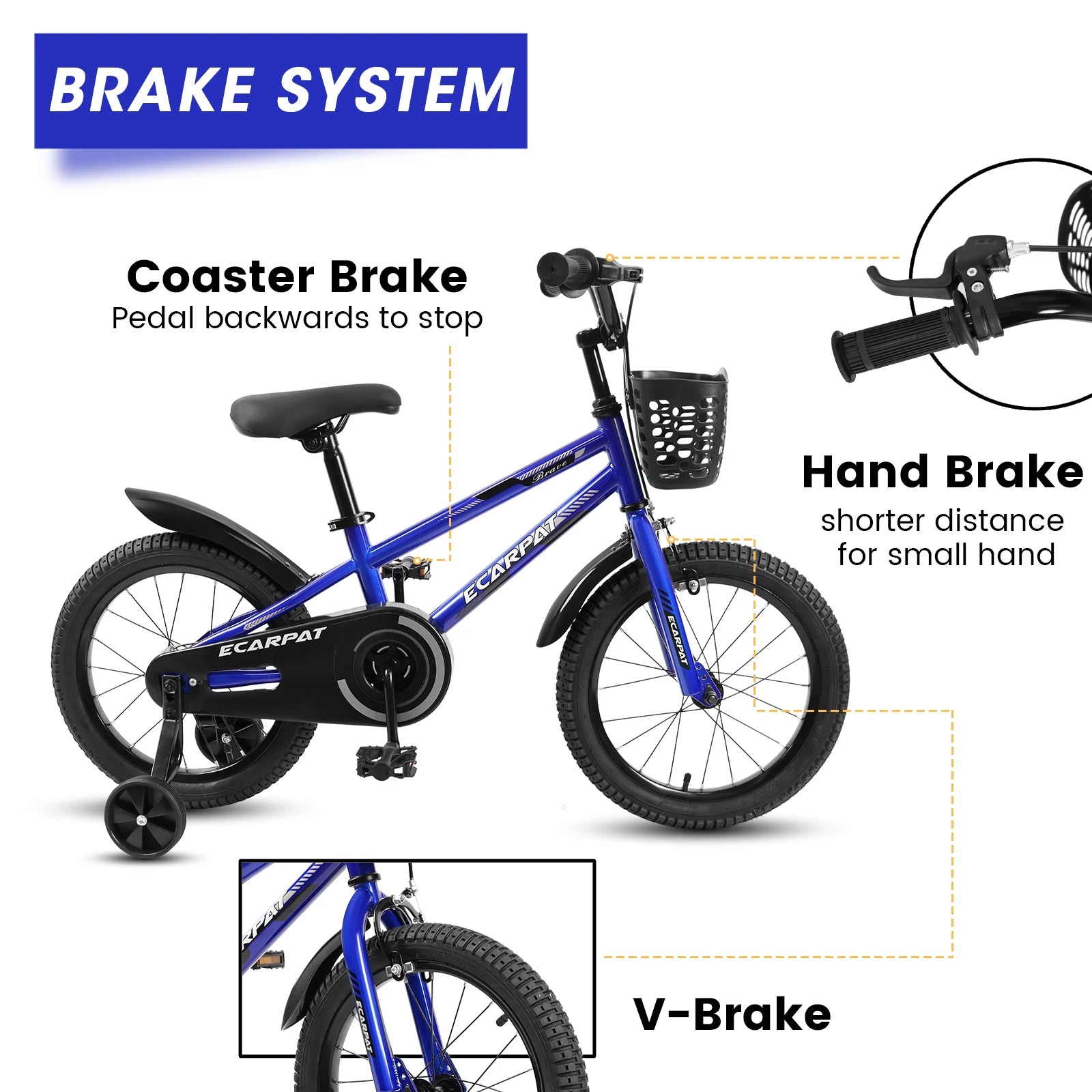 Kids Bike 14 inch for Boys & Girls with Training Wheels, Freestyle Bicycle with Bell,Basket and fender. - Get Outdoors Now