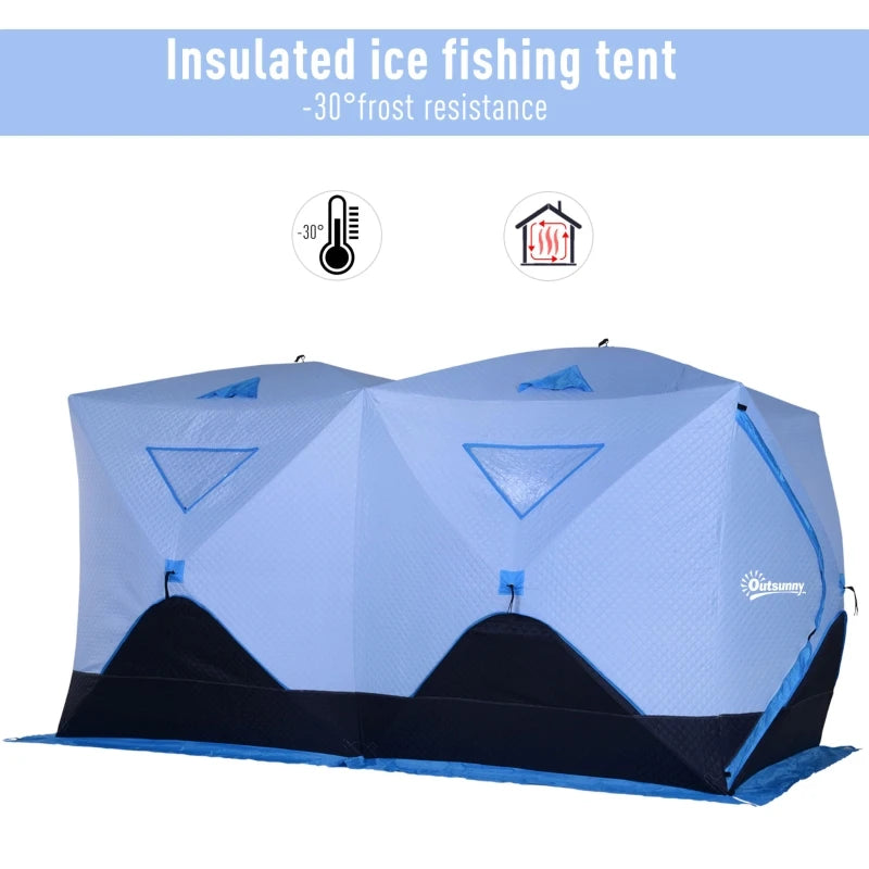 Ice Fishing Shelter Tent Portable 8-Person Insulated Ice Fishing Tent with Ventilation Windows and Carry Bag