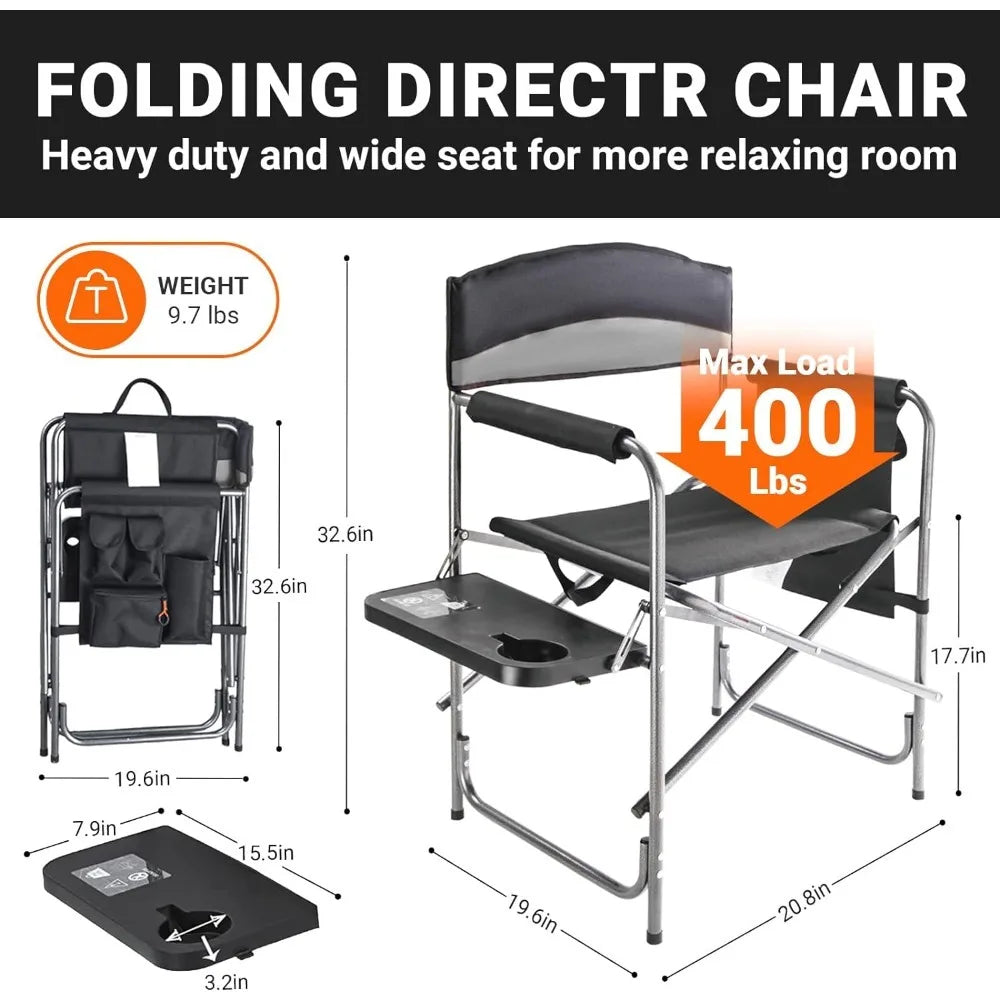 Padded Outdoor Fishing chairs with Side Table, Integrated Cup holder, and Pockets for Camping