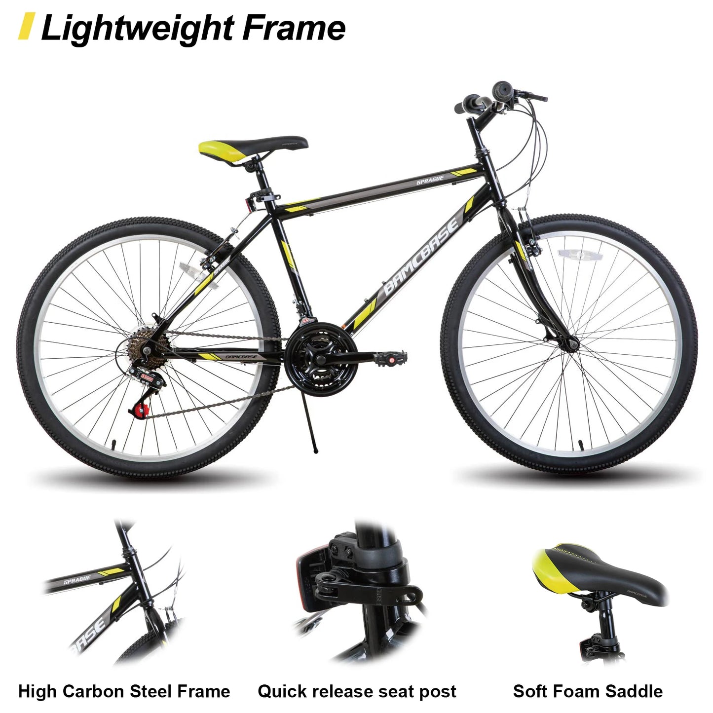 Hiland 24 26 inch Mountain Bike for Men Women, 21 Speeds Sport Cycling MTB Bicycle