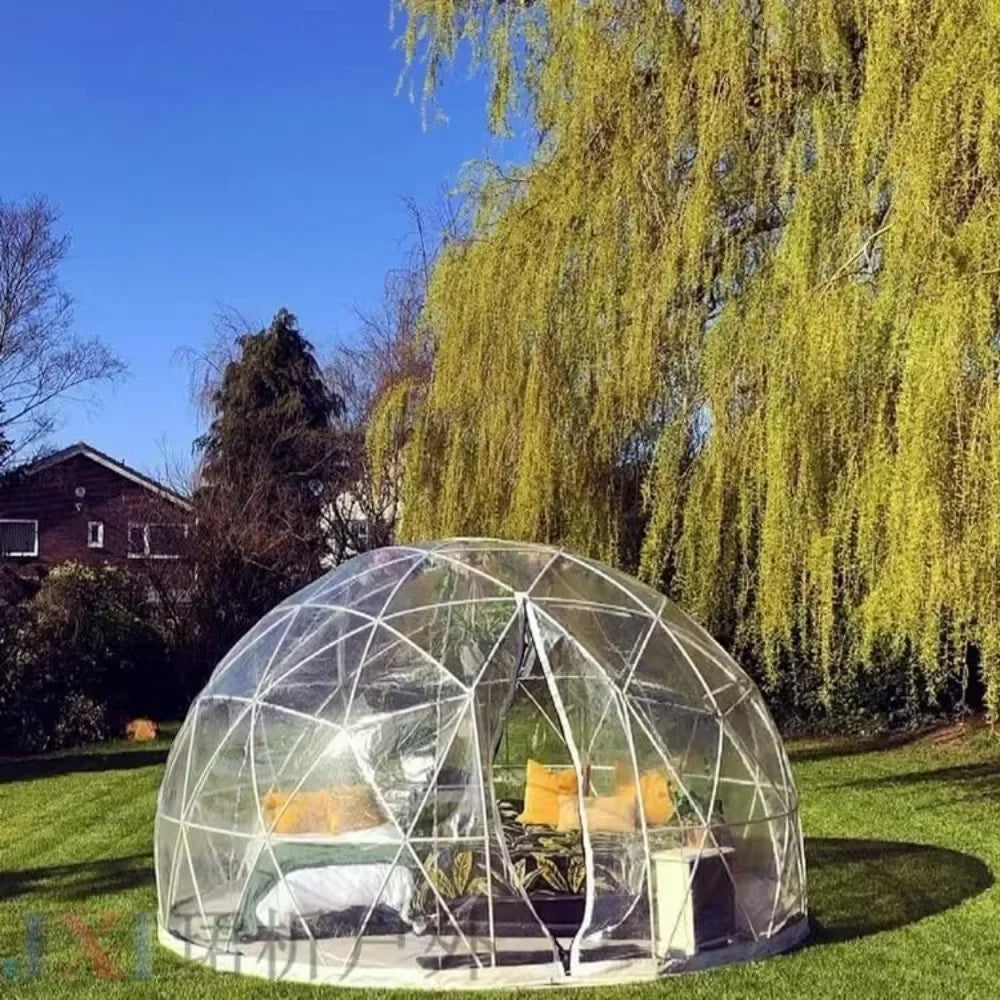 12FT Outdoor Igloo Tent Dome Greenhouse Bubble Tent, Clear PVC Tent Winter Bubble House Dome, Garden