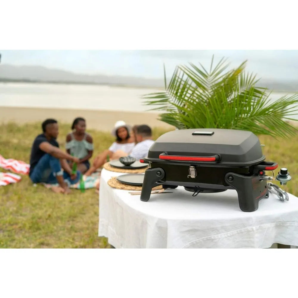 BBQ Grills, 1 Burner Portable Gas Grill for Camping, Outdoor Cooking , Outdoor Kitchen, Barbecue with Two BBQ Grills