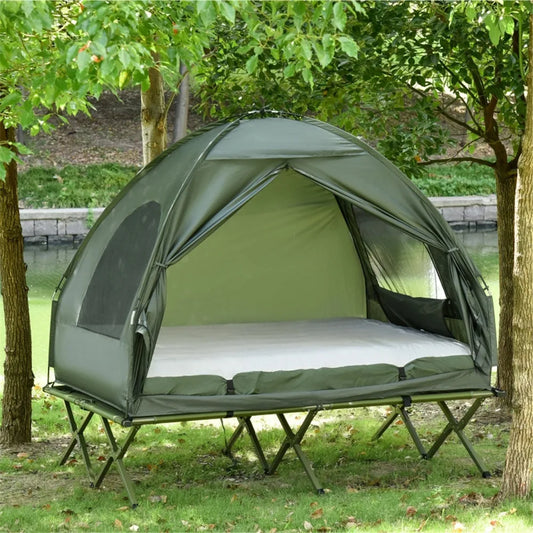 Foldable Camping Tent, Bedspread and Thick Air Mattress, Camping Bed Tent for Outdoor Hiking, Picnic