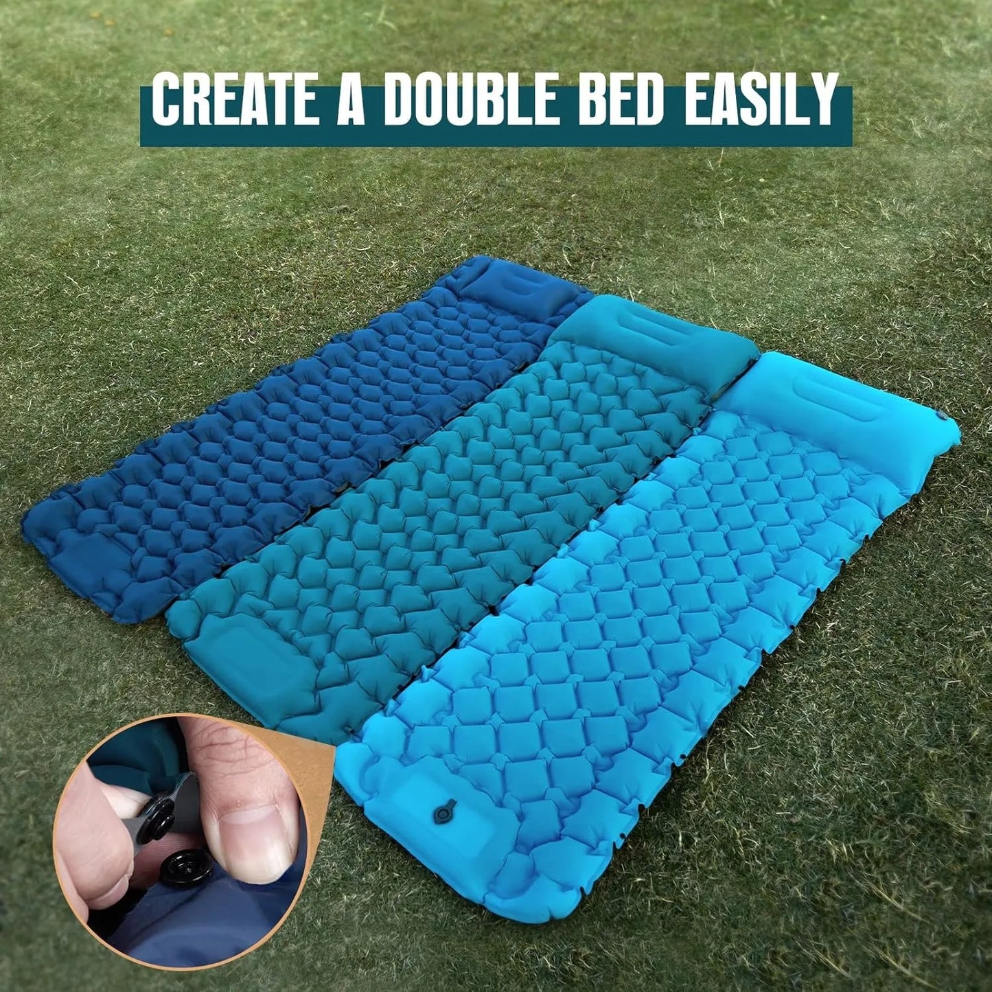 Camping Sleeping Pad with Pillow Extra Thick 3.9 inch Ultralight Self Inflating Air Mat Compact  Sleep Mattress