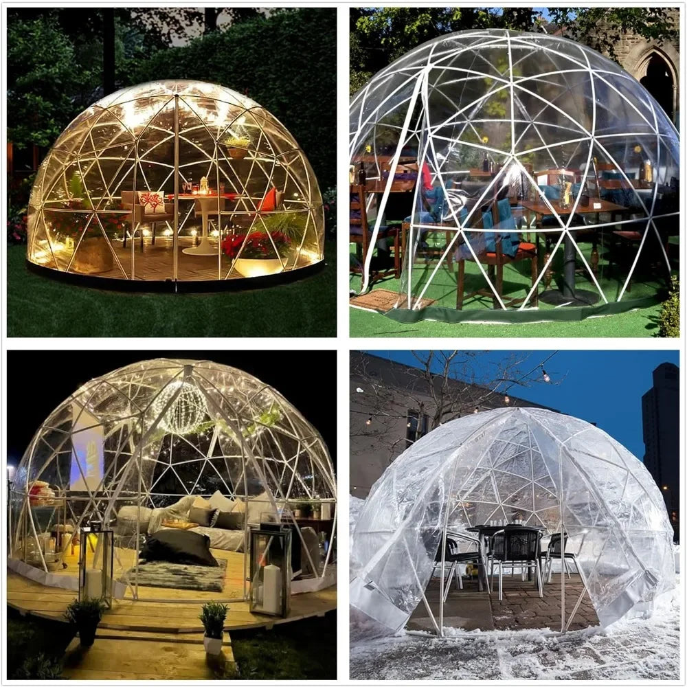 12FT Outdoor Igloo Tent Dome Greenhouse Bubble Tent, Clear PVC Tent Winter Bubble House Dome, Garden