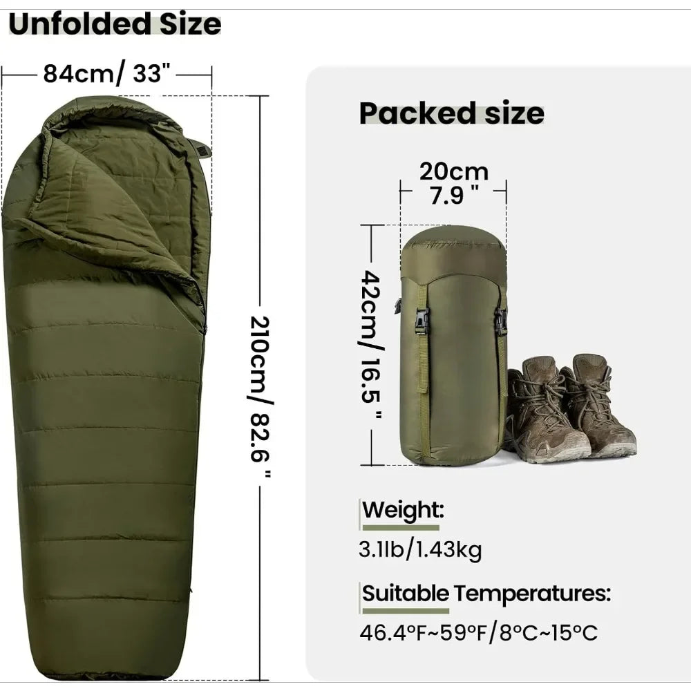 Mummy Sleeping Bag for Camping Hiking Backpacking, Survival Gear Outdoor Camping Cotton Winter Warm Sleeping Bags