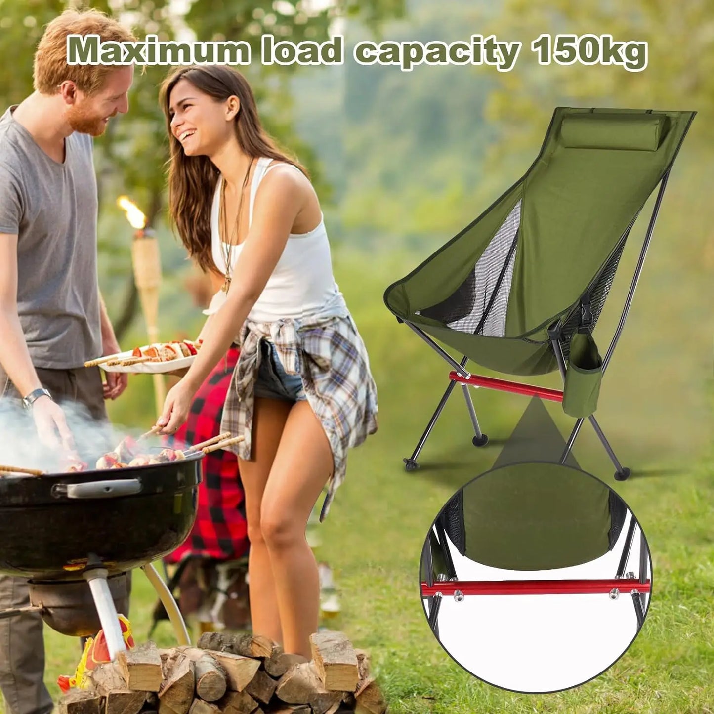 Outdoor Camping Ultralight Folding Chair Travel Chair Fishing BBQ Hiking Strong High Load 150kg Beach Oxford Cloth Fishing Chair - Get Outdoors Now