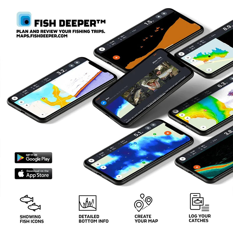 Original Lithuania Deeper Chirp+ 2.0 Castable and Portable WiFi Fish Finder Depth  for Kayaks Boats Deeper Smart Sonar