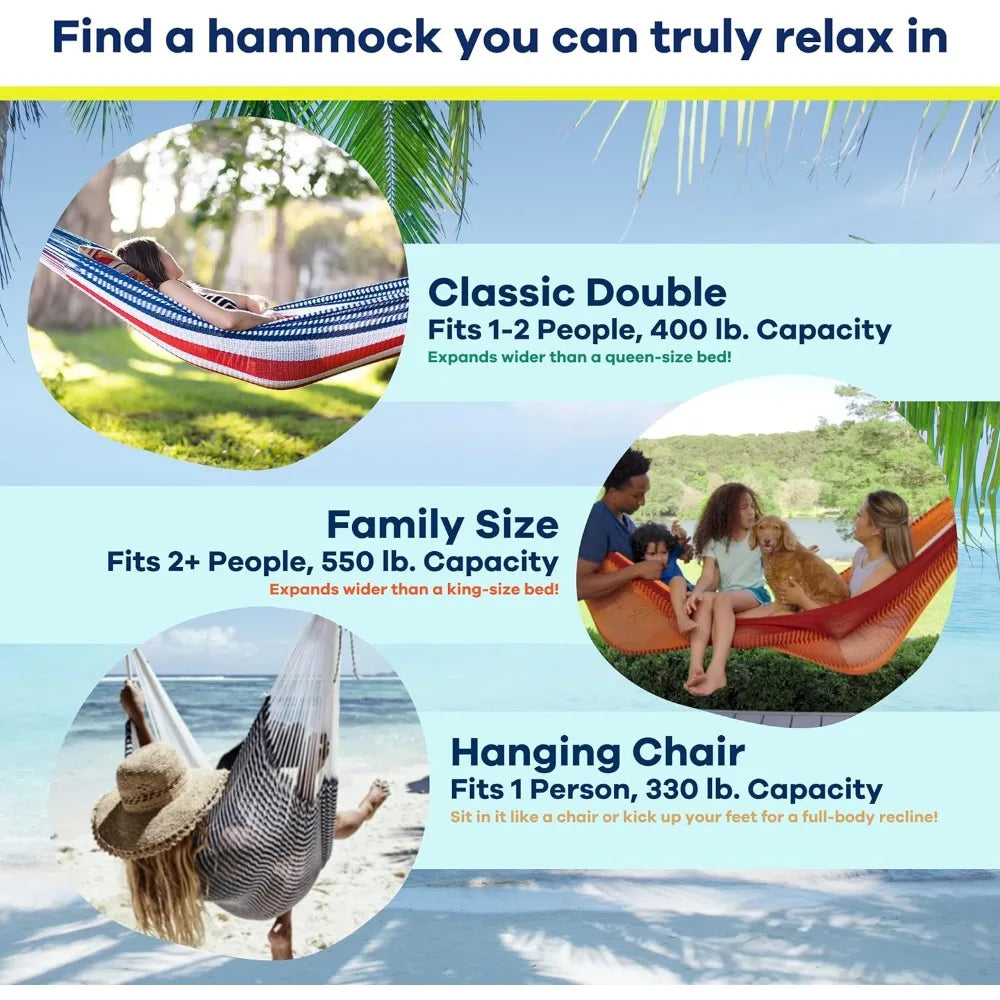 Double Size Hanging Hammock Chair Handwoven Cotton Rope Hammock Made From Yellow Leaf Hammock  Outdoor Furniture Camping