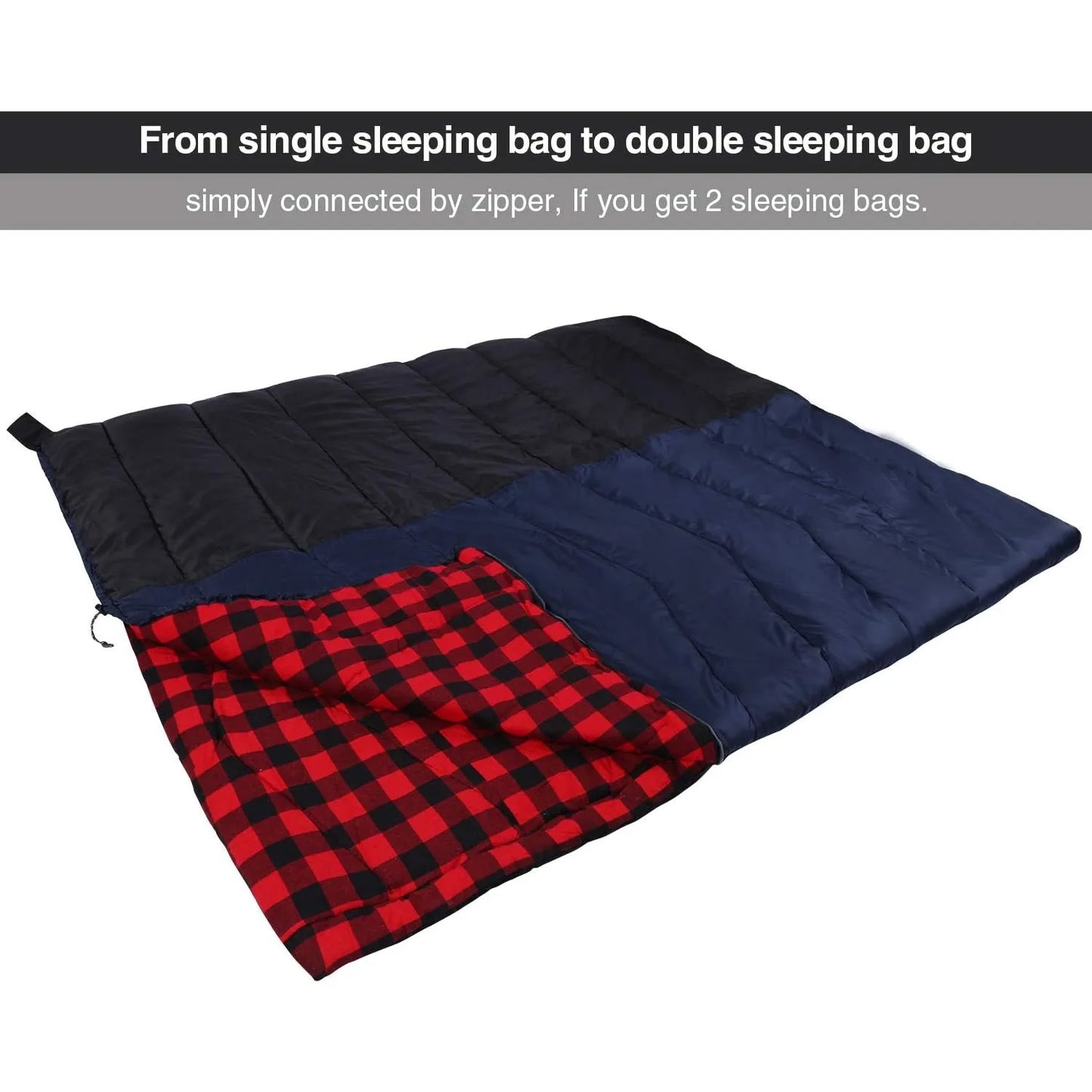 Cotton Flannel Sleeping Bag for Camping Backpacking, Adults Cold Weather Envelope Sleeping Bags with 2/3/4lbs Filling