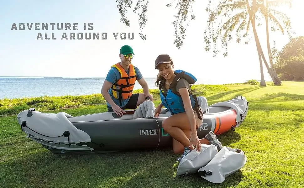 Inflatable Kayak and Accessory Kit with 86Inch Oars,Air Pump, and Carry Bag for Lakes and Rivers,Vinyl Inflatable Kayak