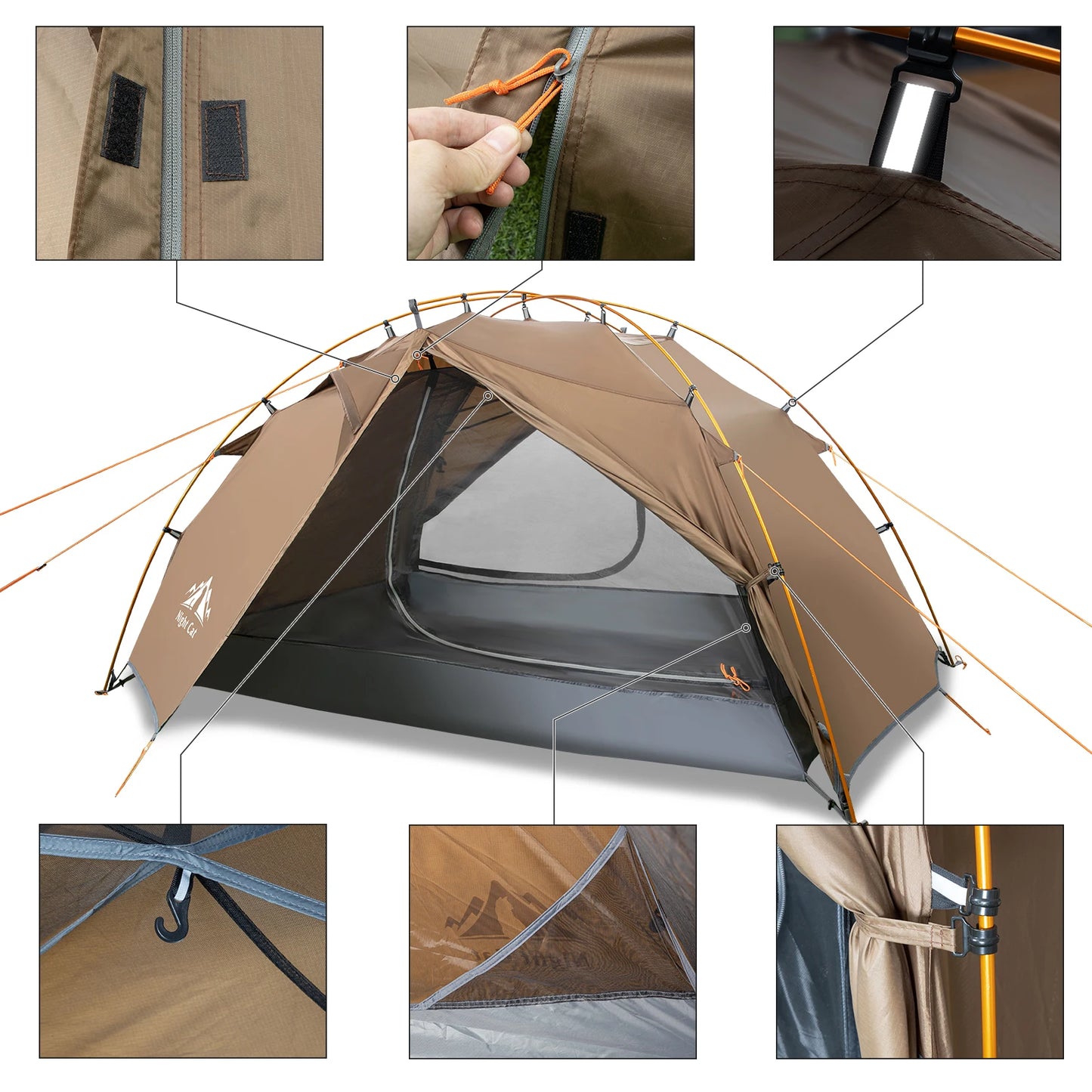 Backpacking Tent 2 Persons Camping with Separated Rainfly Aluminium Pole Double Layers Waterproof