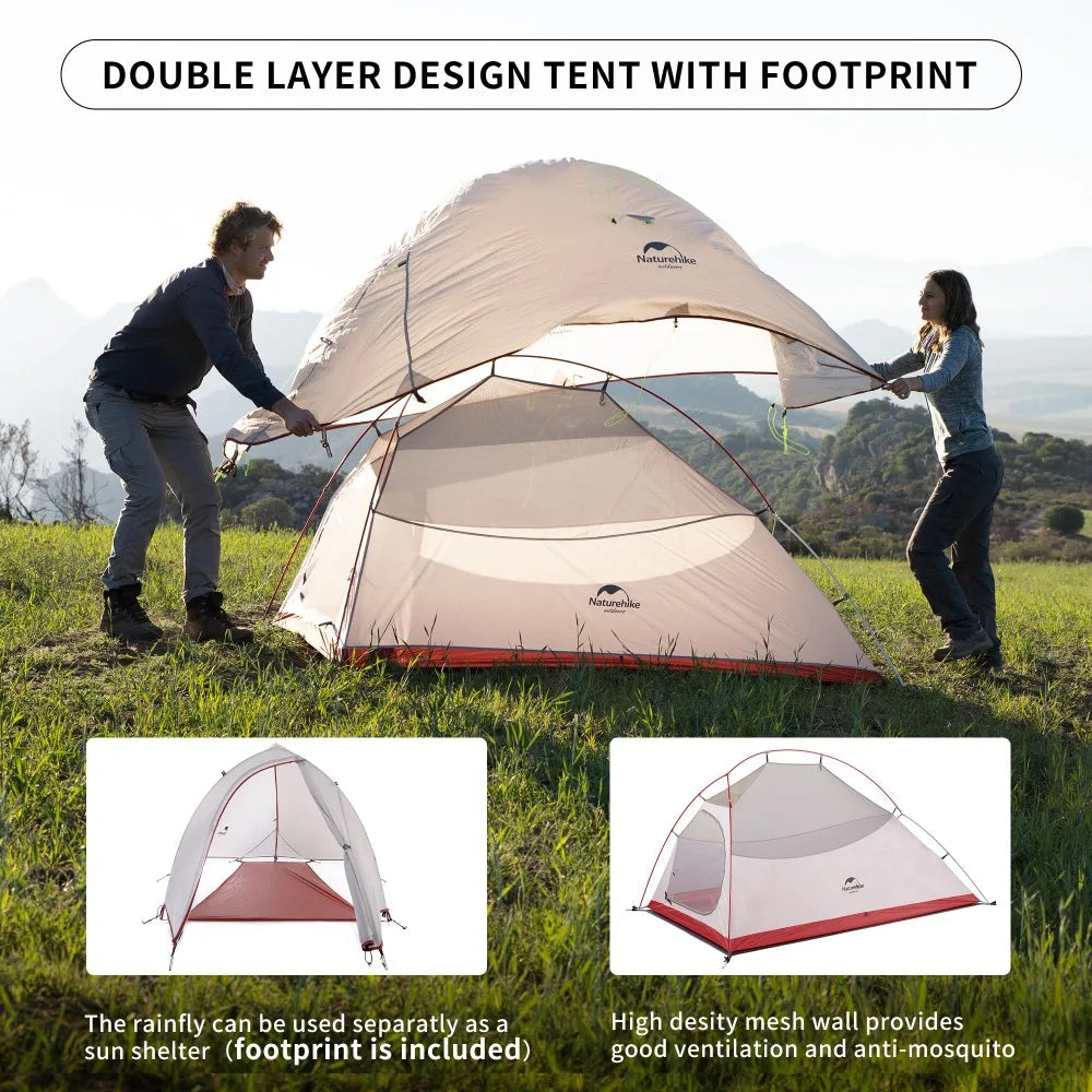 2 Person Tent Lightweight Backpacking Tent with Footprint - Free Standing Ultralight Camping Hiking Backpack Tents