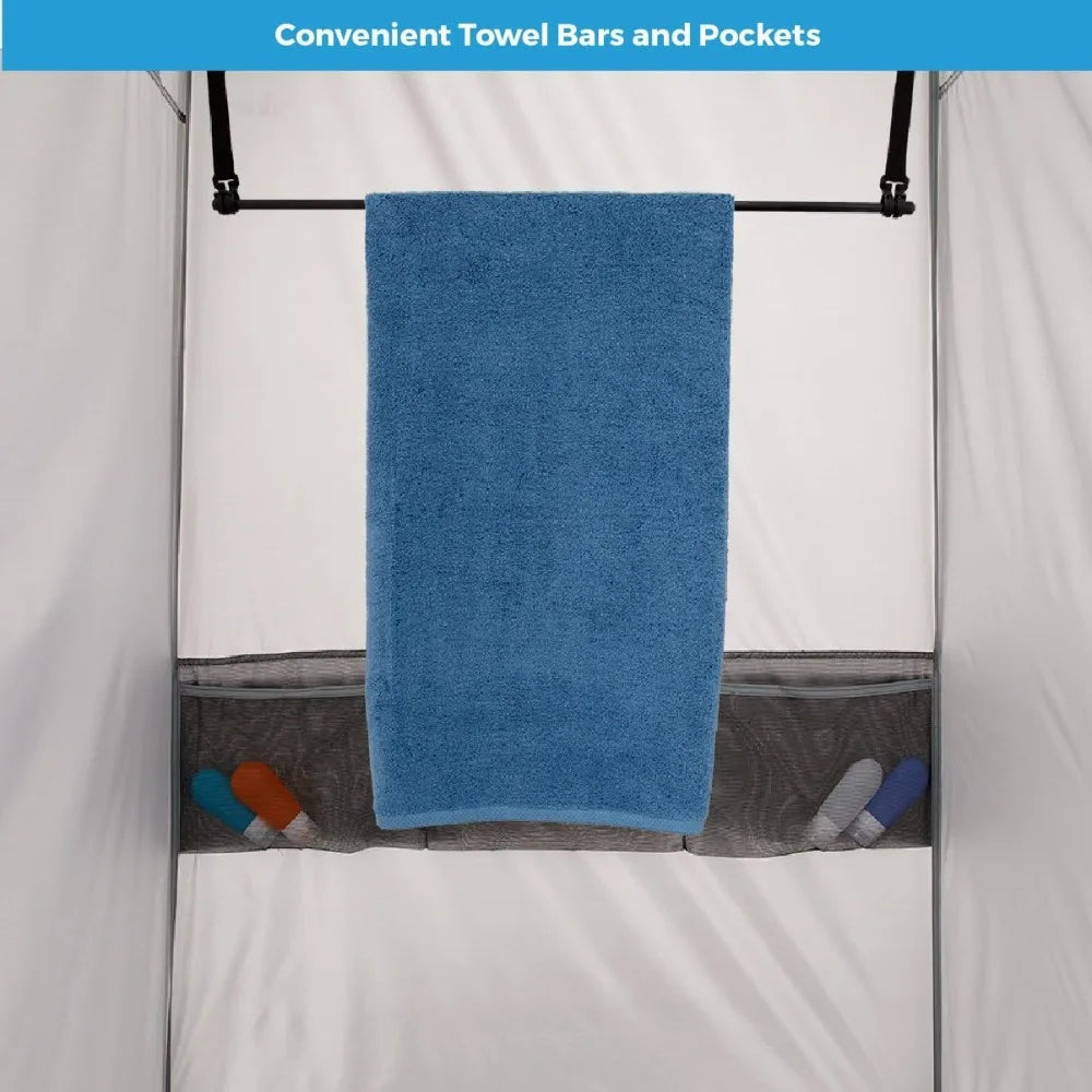 Instant Camping Utility Shower Tent with Changing Privacy Room A zippered door panel creates 2 rooms