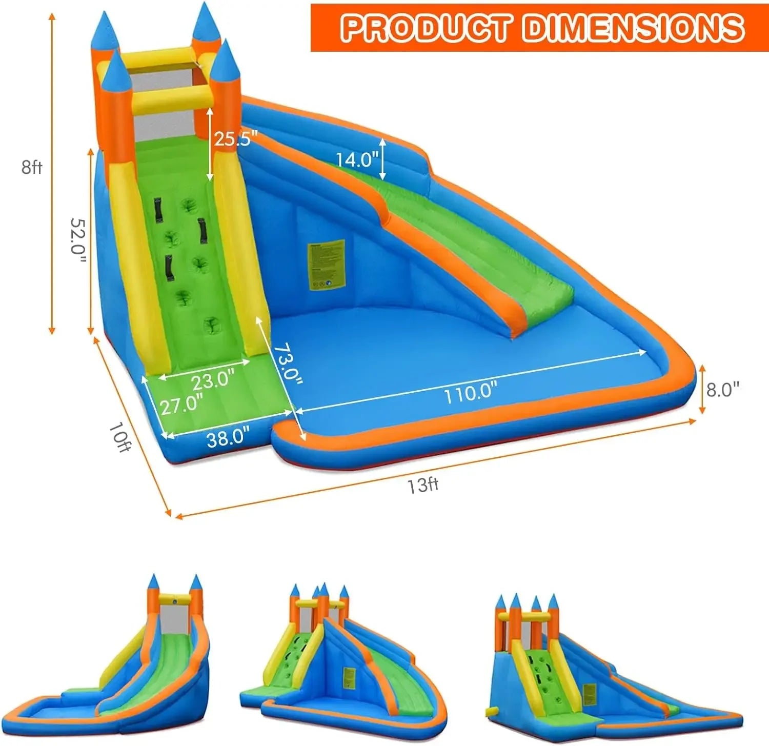 Inflatable Giant Bouncy Water slide Park for Kids Backyard Outdoor Fun w/ 480w Blower Climbing - Get Outdoors Now