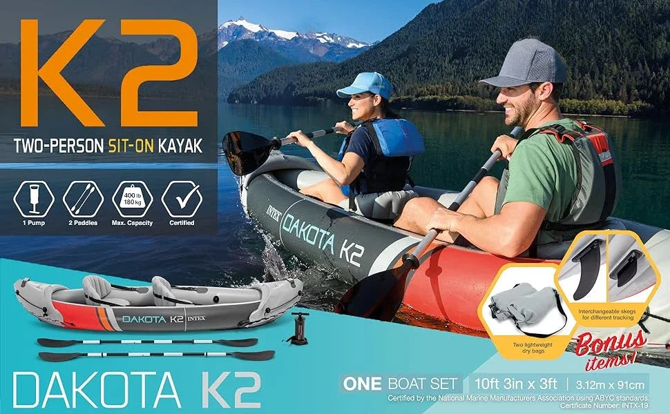 Inflatable Kayak and Accessory Kit with 86Inch Oars,Air Pump, and Carry Bag for Lakes and Rivers,Vinyl Inflatable Kayak