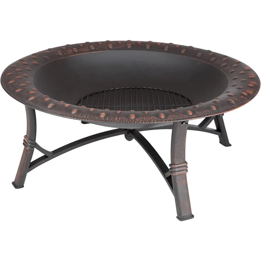 Fire Pit, Steel Legs Wood Burning Lightweight Portable Patio Outdoor Firepit, Backyard Fireplace Included Screen Lift Tool