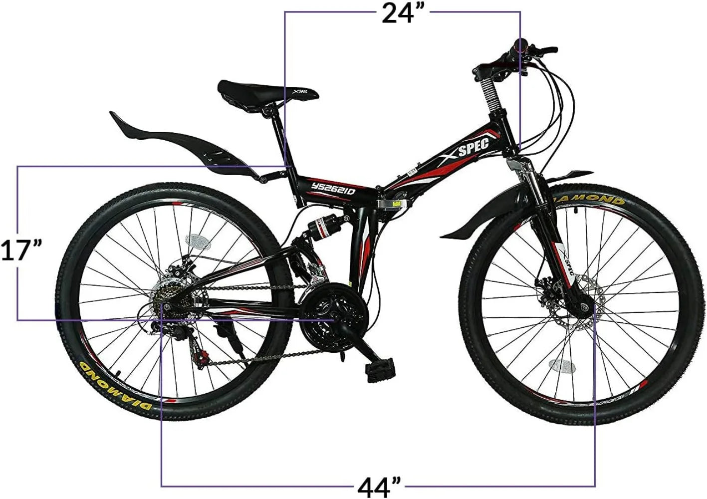 26" 21 Speed Folding Mountain Bike - Get Outdoors Now