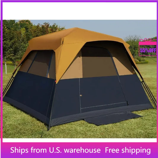 6 Person Camping Tent Instant Cabin Tents for Family with Rainfly, 60s Easy Setup, Water-Resistant Blackout Tent - Get Outdoors Now