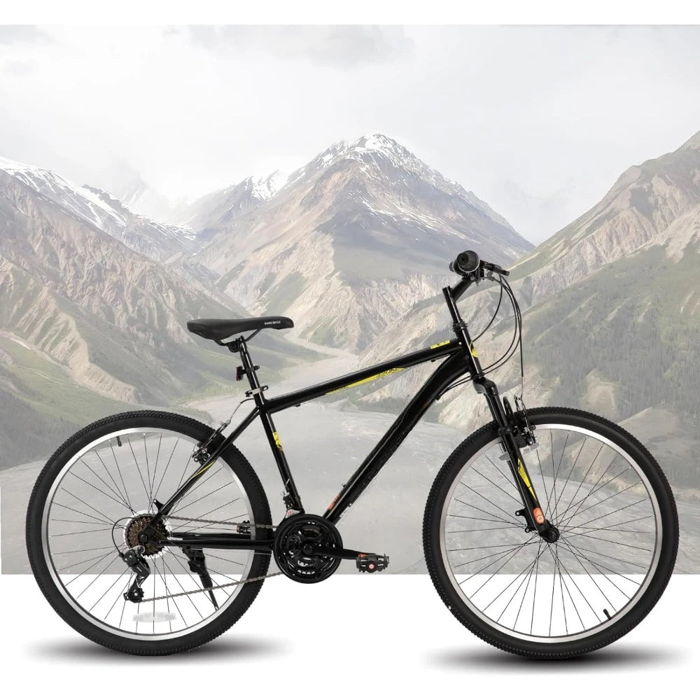 27.5 Inch Mountain Bike, Mens Womens MTB with 21 Speeds, High-Tensile Steel Frame, V Brake, Bicycle - Get Outdoors Now