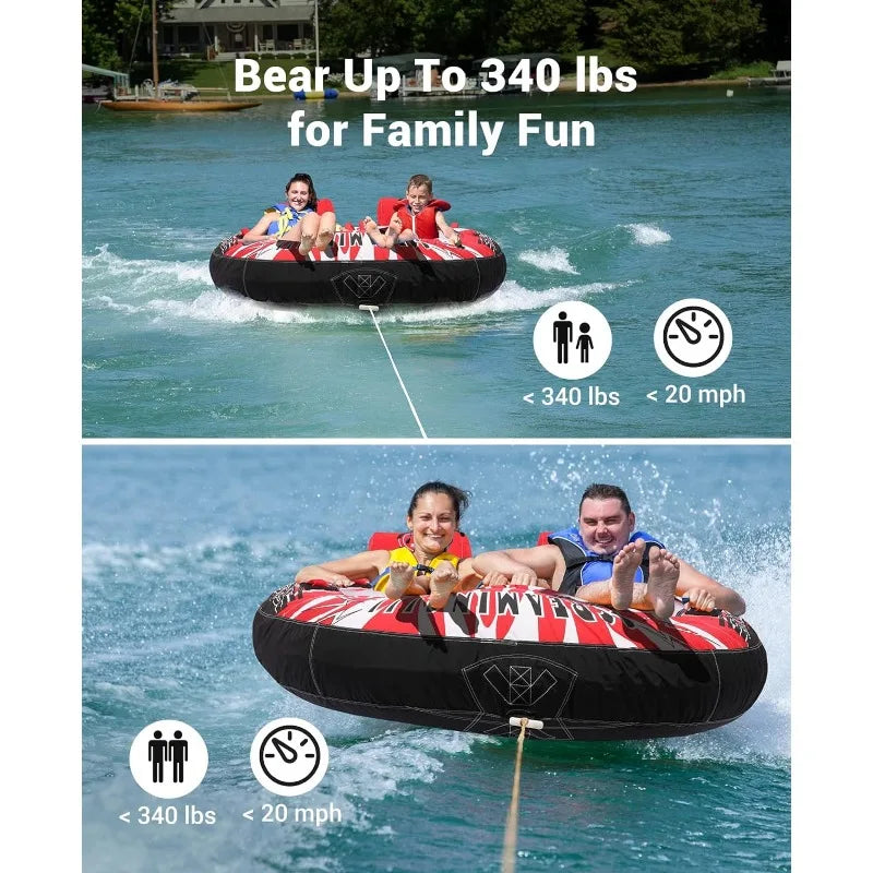 Towable Tubes for Boating 2 Person, Safety Inflatable Water Sport Towables