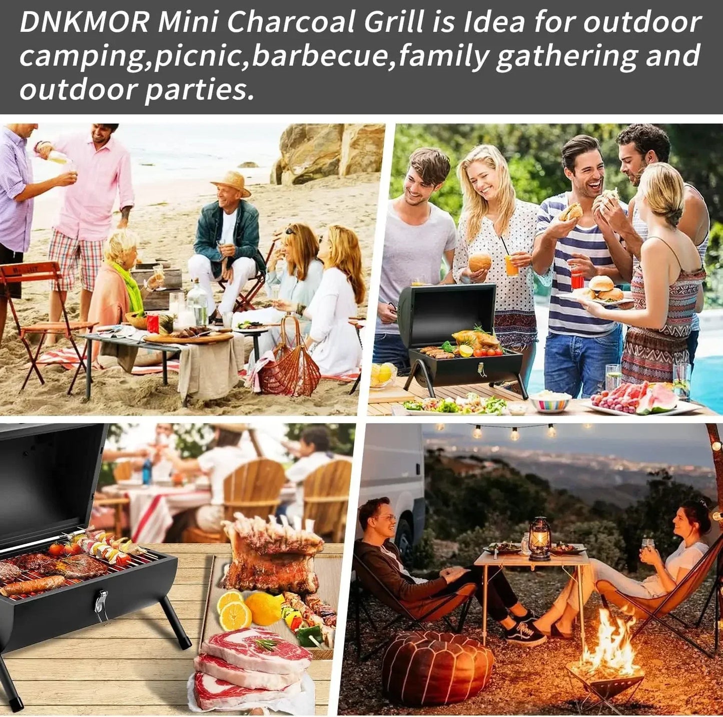 BBQ Grill Portable Charcoal,Tabletop Outdoor Barbecue Smoker,Outdoor Cooking Backyard Camping Picnics Beach Barbecue Grills