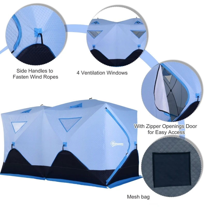 Ice Fishing Shelter Tent Portable 8-Person Insulated Ice Fishing Tent with Ventilation Windows and Carry Bag