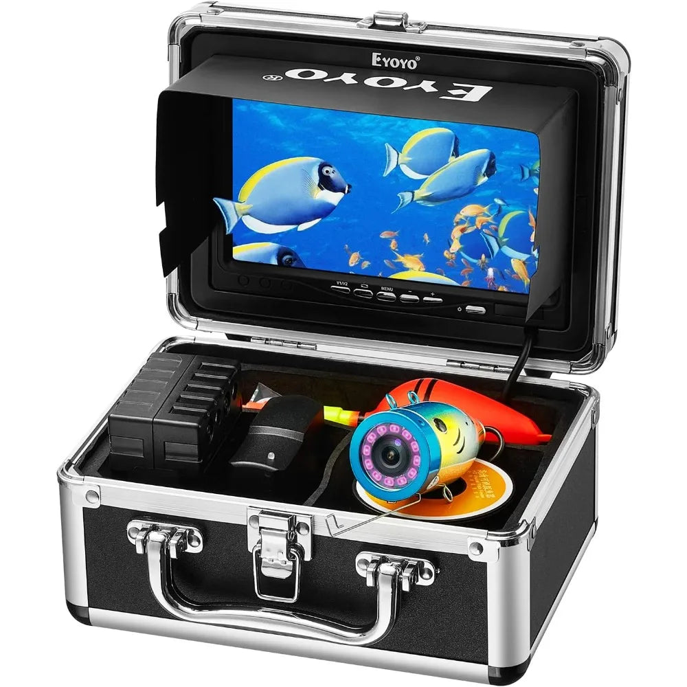 Underwater Fishing Camera 7 Inch LCD Monitor Fish Finder Waterproof 1000TVL Fishing Camera 12pcs Infrared Lights for Lake Boat