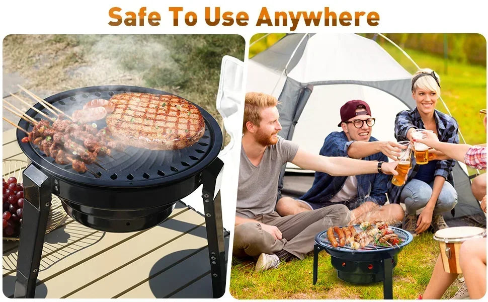 BBQ Grill Portable Charcoal With Carry Bag, Camping Barbecue Grill, for Picnic/Travel/Garden/Home/Bonfire/Party Barbecue Grills,Camping