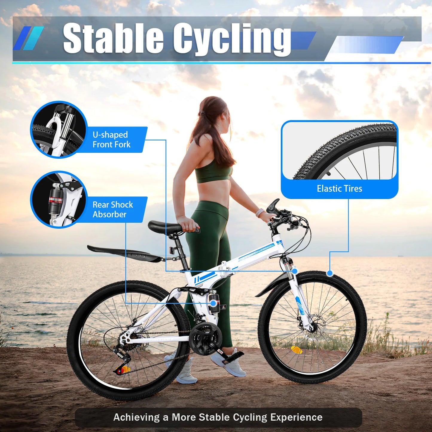 26 Inch Outdoor Mountain Bike, 21 Speed Foldable Bicycle, Carbon Steel Bicycle, Portable Road Bike - Get Outdoors Now