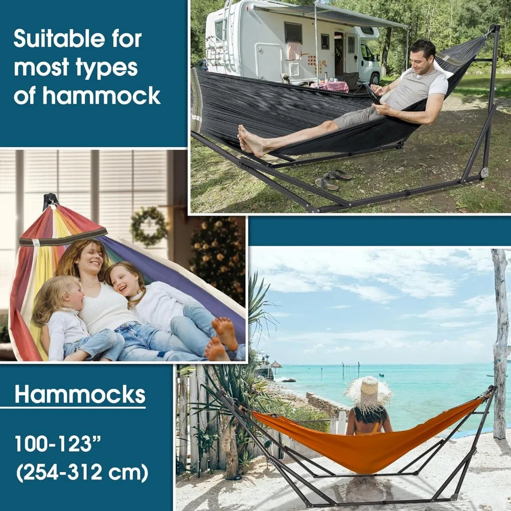 Hammocks 600 Lbs Capacity Adjustable Stand, Collapsible Camping and Stand, Hammocks