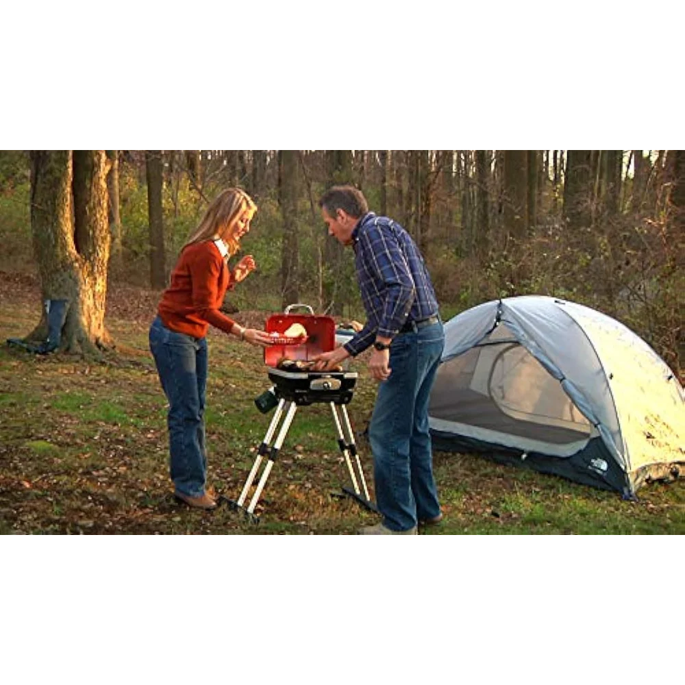 Portable Gas Grill with Versa Stand, Red camping equipment