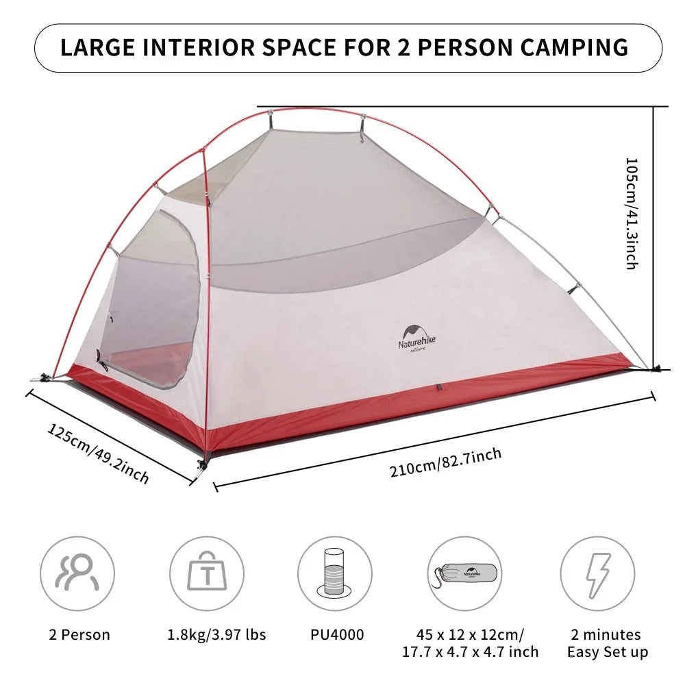 2 Person Tent Lightweight Backpacking Tent with Footprint - Free Standing Ultralight Camping Hiking Backpack Tents