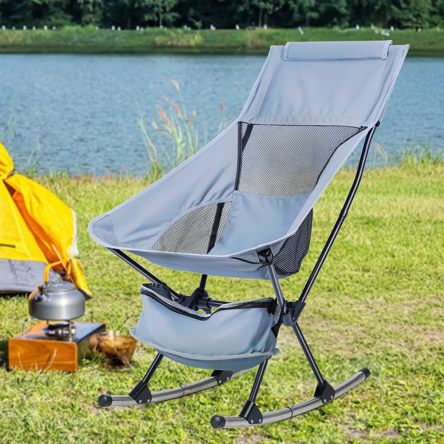 Heavy Duty Camping Patio Chair High Back Ultralight Folding Chair Portable 253lbs Load Travel Rocking Outdoor Fishing Chairs - Get Outdoors Now