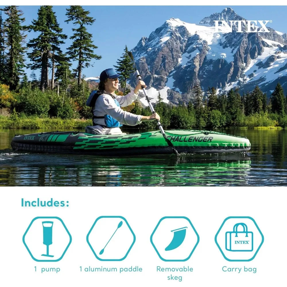 Inflatable Kayak Series: includes Deluxe 86in Kayak Paddles and High-Output Pump – SuperStrong PVC - Get Outdoors Now