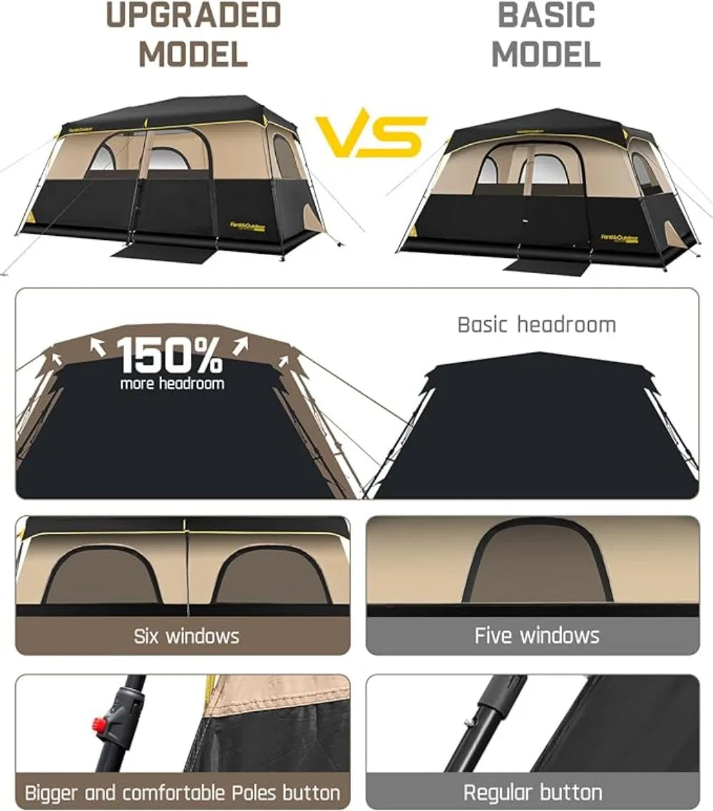 Tent Setup in 60s with Rainfly & Windproof Portable Tent with Carry Bag for Family Camping - Get Outdoors Now