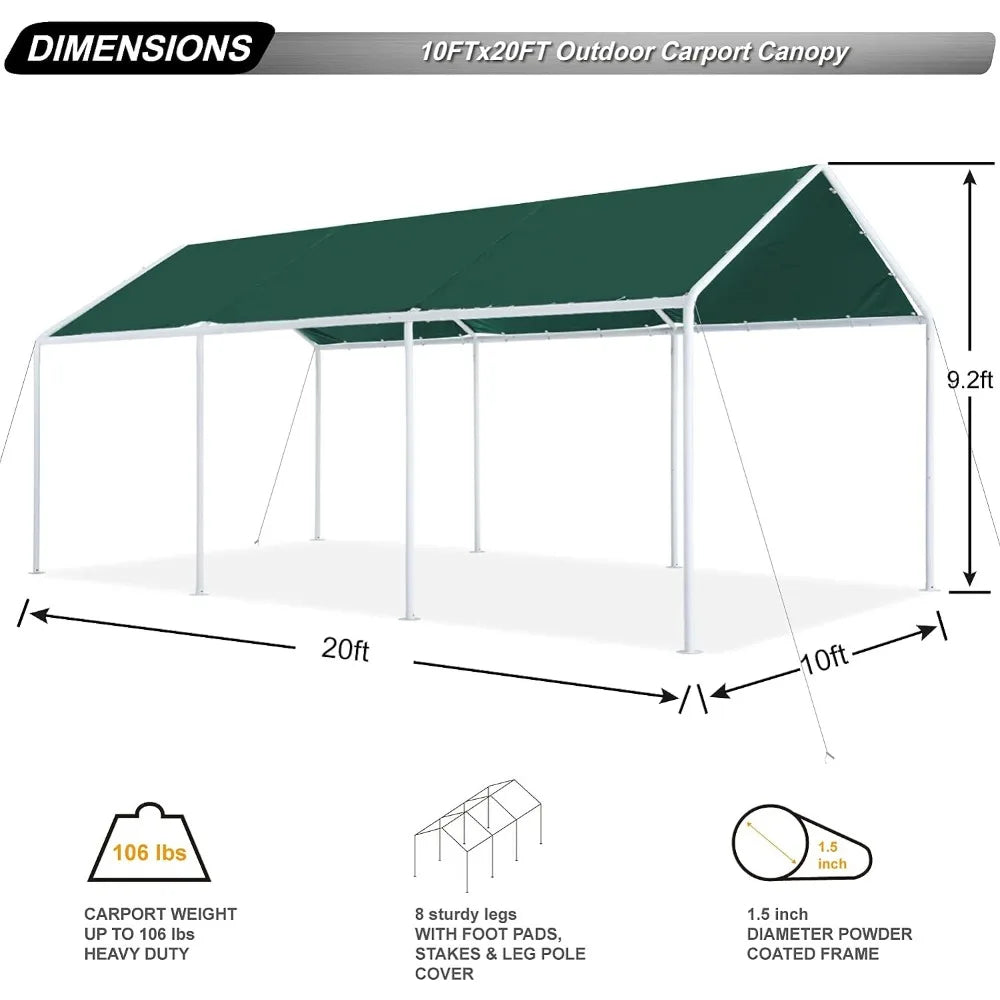 Camping Tent for Carport Garage, Car Boat Shelter, Party Tents Shed, Garden Buildings Supplies, Home,  10x20 FT