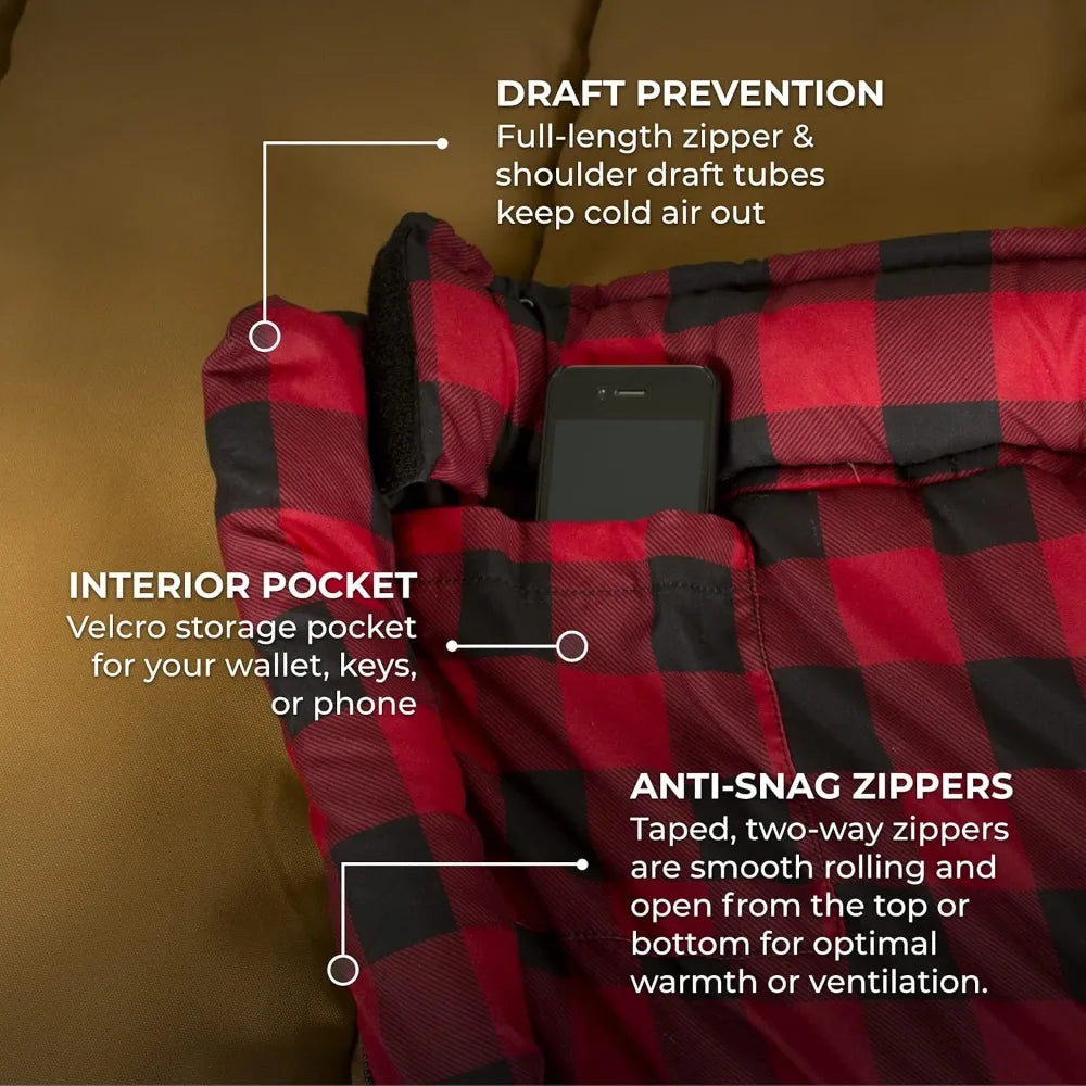 -35 Degree and 0 Degree Sleeping Bag. Warm and Comfortable Camping Sleeping Bag, TETON Tough Canvas Shell for Camping - Get Outdoors Now