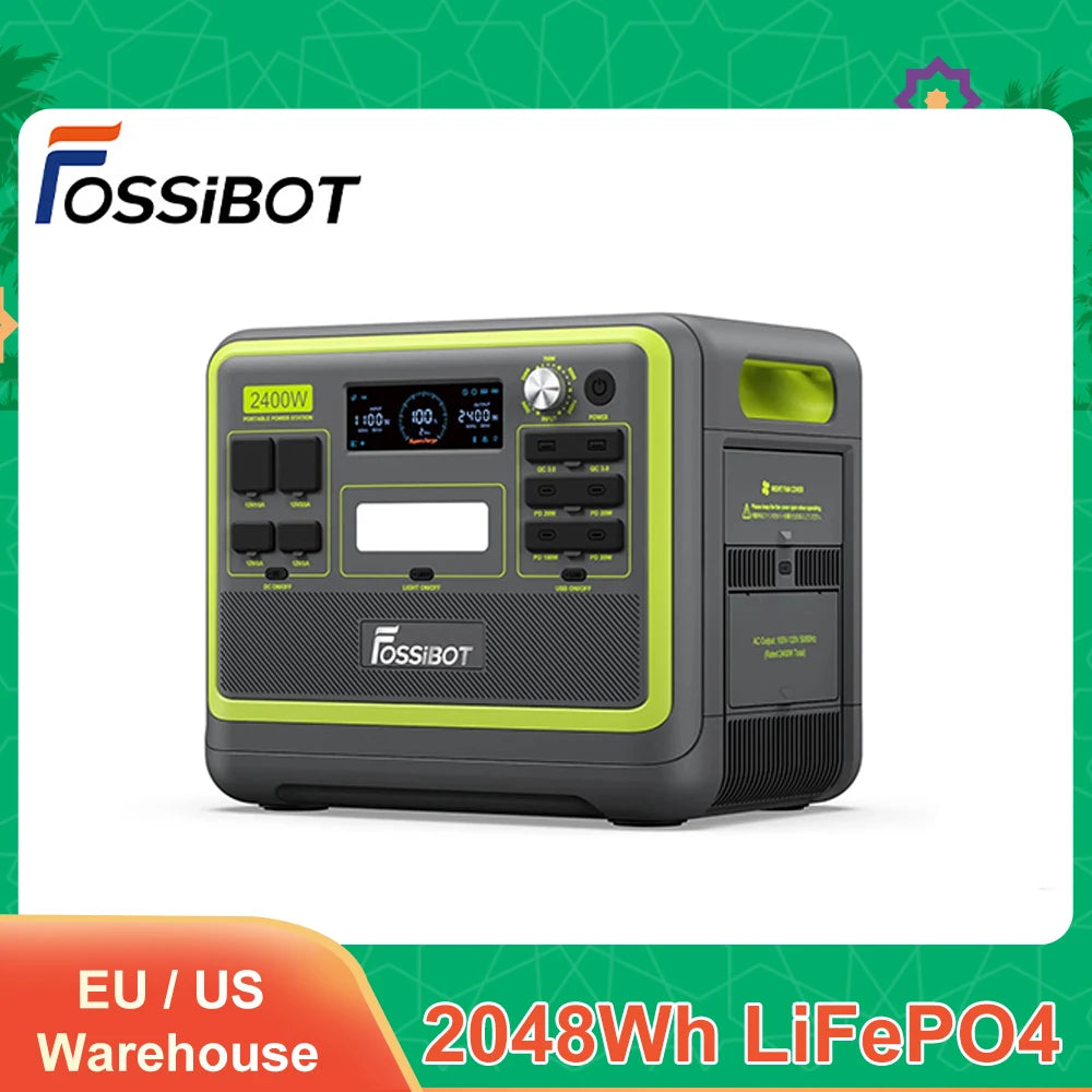 Power Station 2048Wh/51.2V Safe LiFePO4 Solar Generator for Home Outdoor Camping Emergency Backup