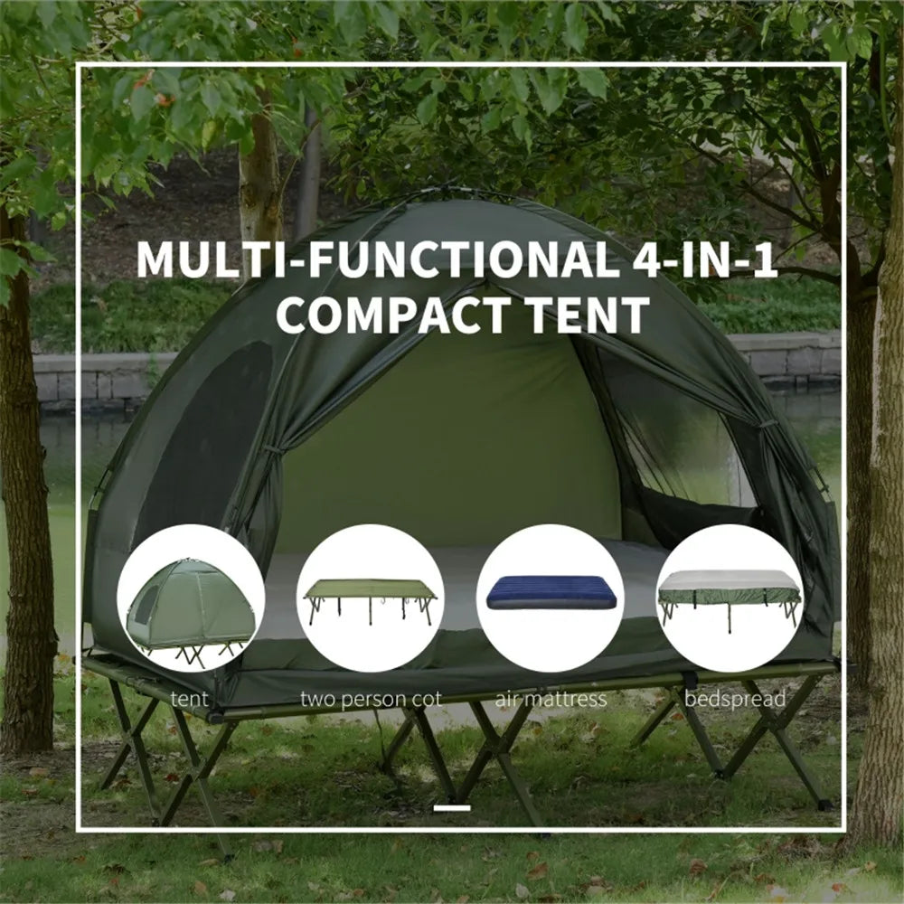 Foldable Camping Tent, Bedspread and Thick Air Mattress, Camping Bed Tent for Outdoor Hiking, Picnic