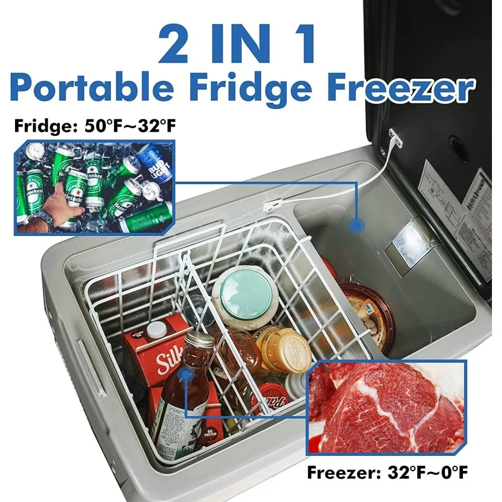 Outdoor Cooler With Wheels Portable Freezer Camping Portable Fridge for Beach RV Fishing Car Refrigerator Icebox