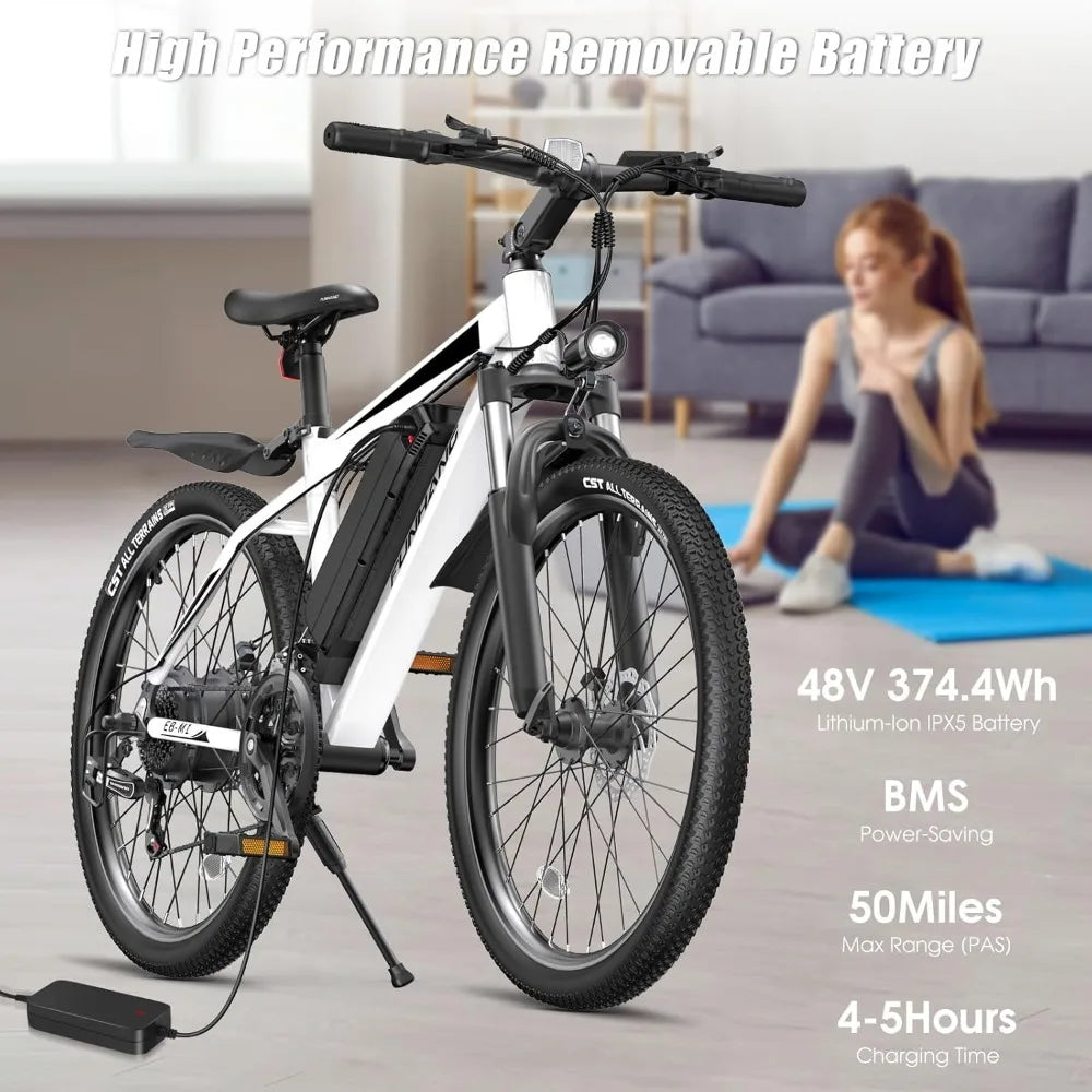 Electric Bike for Adults, Peak 750W Ebike, 50Miles 21.7MPH Adult Electric Mountain Bike, Commuter E Bike - Get Outdoors Now