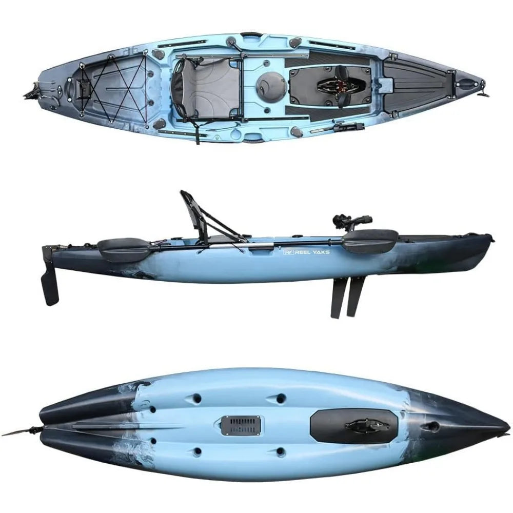 12' Fin-Driven Power Fishing Kayak | Sitting or Standing | Ideal for the Ocean, Lake or River