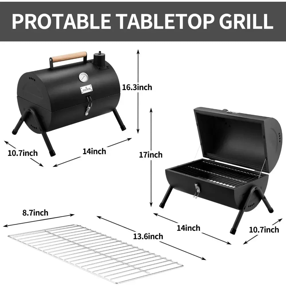 BBQ Grill Portable Charcoal,Tabletop Outdoor Barbecue Smoker,Outdoor Cooking Backyard Camping Picnics Beach Barbecue Grills