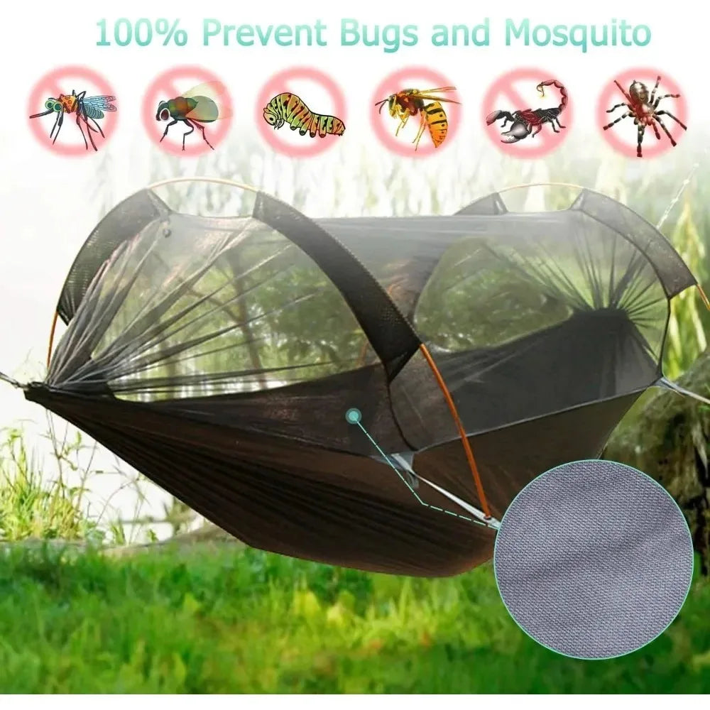 Camping Hammock with Mosquito Net and Rain fly Cover,2 Persons 4 in 1 Lightweight Back packing Ground Hammock Tent