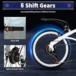 20in Bike 6 Speed Foldable City Bike Carbon Steel Bicycle for Adults Foldable Bicycle with Adjustable Seats - Get Outdoors Now