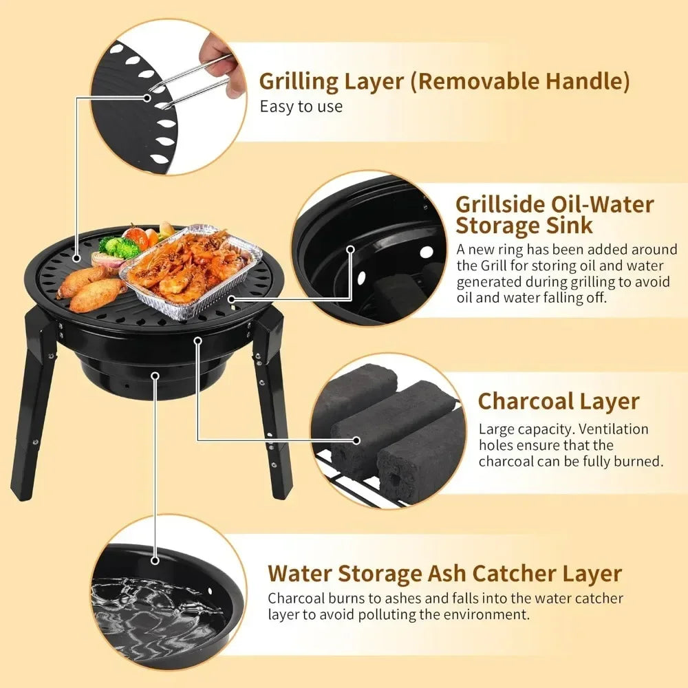 BBQ Grill Portable Charcoal With Carry Bag, Camping Barbecue Grill, for Picnic/Travel/Garden/Home/Bonfire/Party Barbecue Grills,Camping